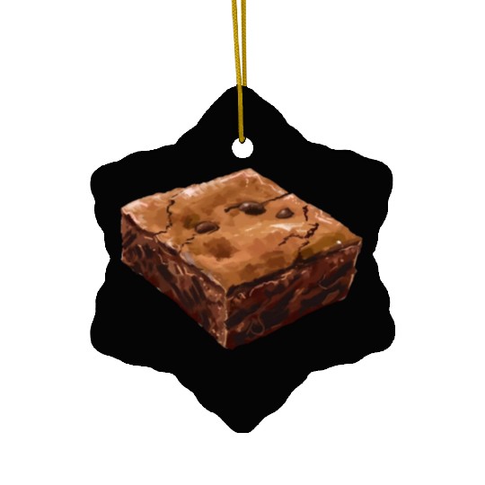 Decadent Chocolate Brownie Illustration Ceramic Ornaments