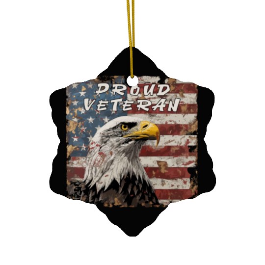 Proud Veteran Flag US Eagle Ceramic Ornaments