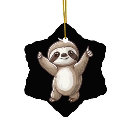 Charming Smiling Sloth Embracing Life Ceramic Ornaments