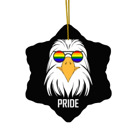 LGBTQ BALD EAGLE PRIDE DESIGN Ceramic Ornaments