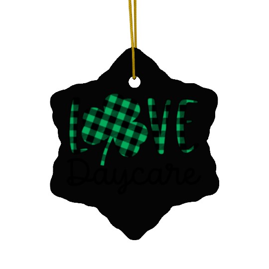 St Patricks Day Daycare Teacher Plaid Shamrock Ceramic Ornaments