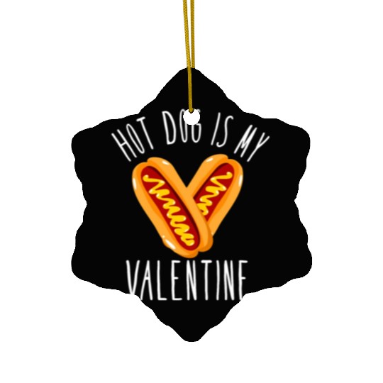 Hot Dog Adult Heart Valentines Day Ceramic Ornaments