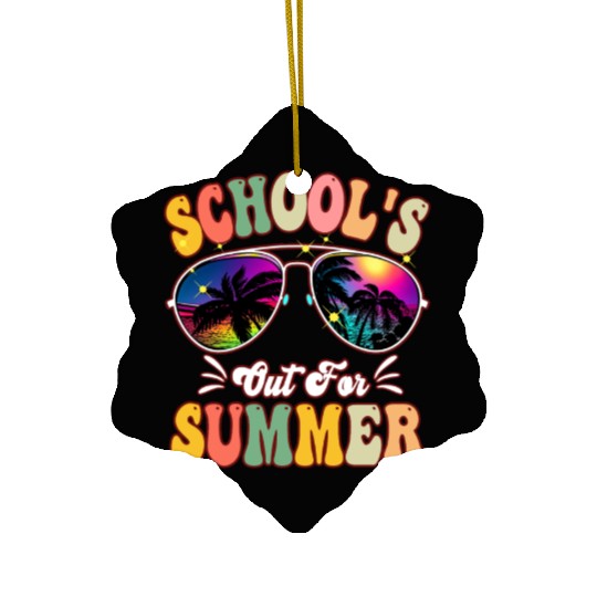 School's out for summer Tie Dye Sunglasses Teacher Ceramic Ornaments