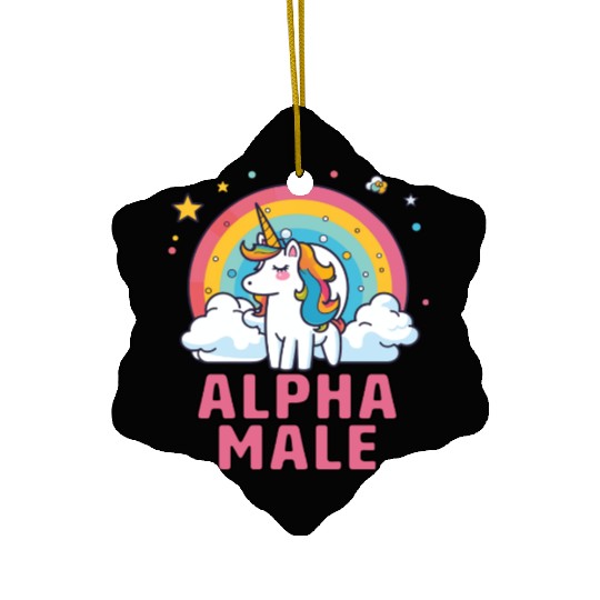 Alpha Male Unicorn Rainbow Ceramic Ornaments