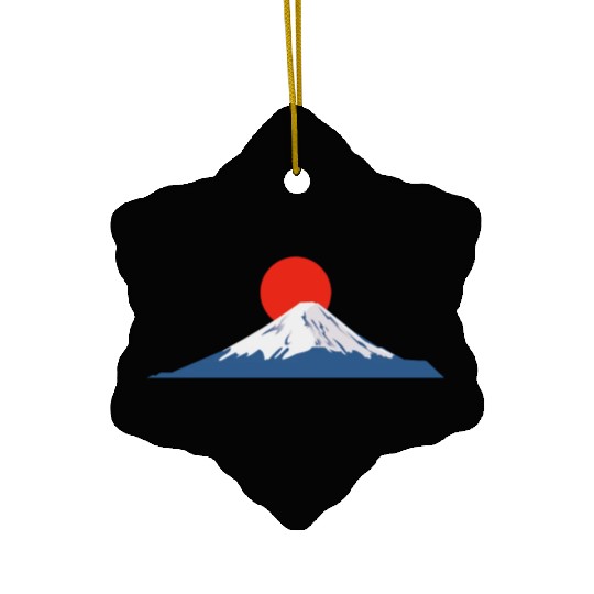 Japanese dawn on Mount Fuji Ceramic Ornaments