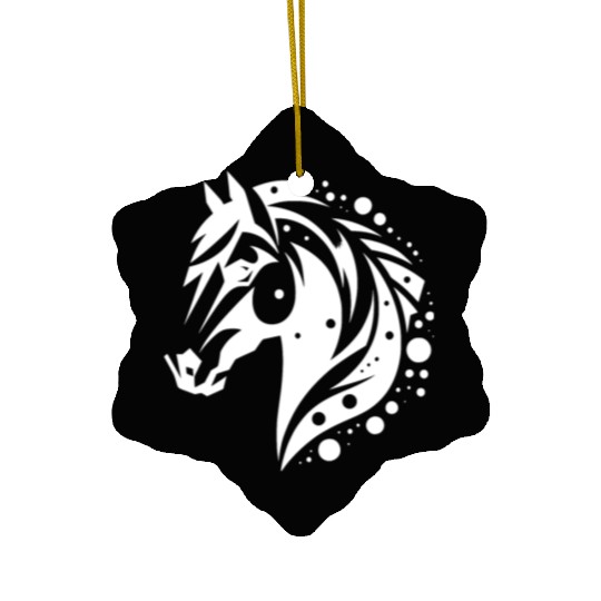 Horse Head Vintage Tribal Portrait Pony Tattoo Ceramic Ornaments