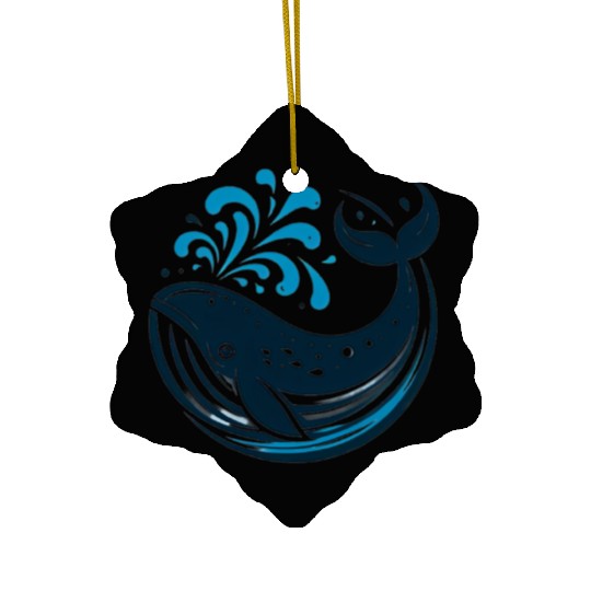 whale in the sea Ceramic Ornaments