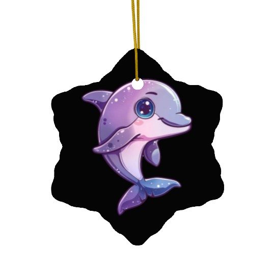 Adorable Purple Dolphin Fantasy Creation Ceramic Ornaments