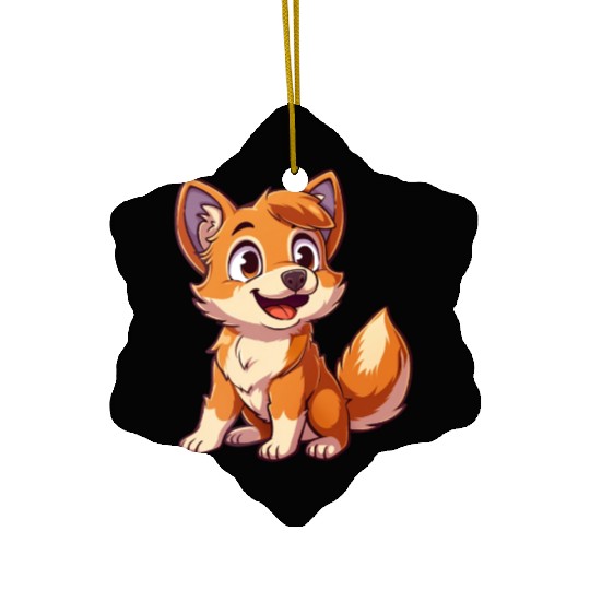 Adorable Smiling Fox Cub Enthusiast Ceramic Ornaments
