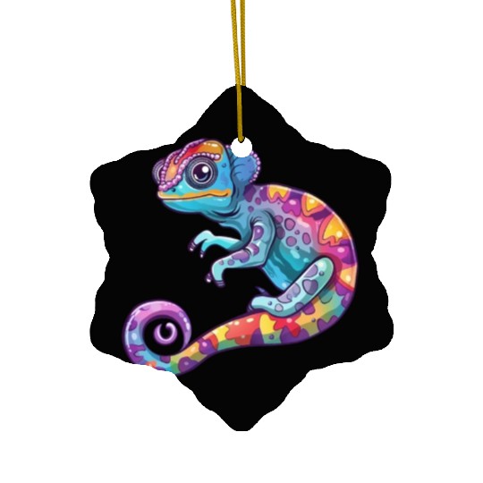 Colorful Chameleon Fantasy Creature Ceramic Ornaments