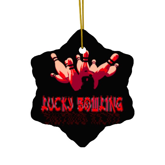 Toon red lucky bowling Ball cracker Ceramic Ornaments