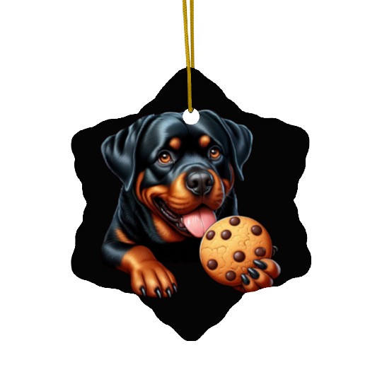Rottweiler dog T-Rex cookie treat sweet Ceramic Ornaments