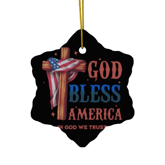 God Bless America Proud Retro US Flag 4th Of July Ceramic Ornaments