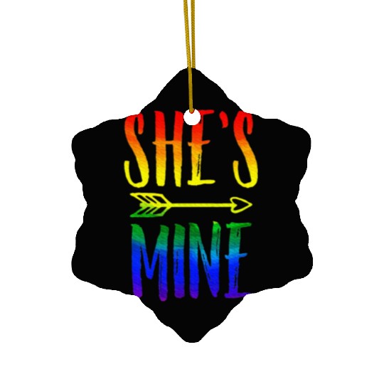 I'm Hers She's Mine LGBT Pride Lesbian Couple Ceramic Ornaments