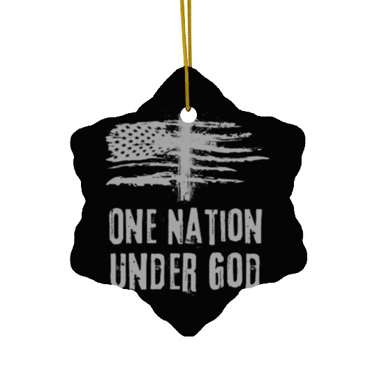 4th Of July US Flag One Nation Under God Christian Ceramic Ornaments