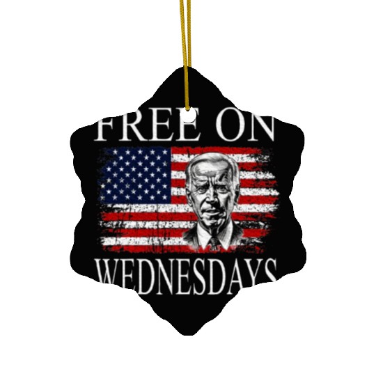 Free On Wednesdays US Flag Patriotic Joe Biden Ceramic Ornaments