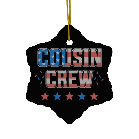Cousin Crew Retro US Flag Funny 4th Of July Ceramic Ornaments