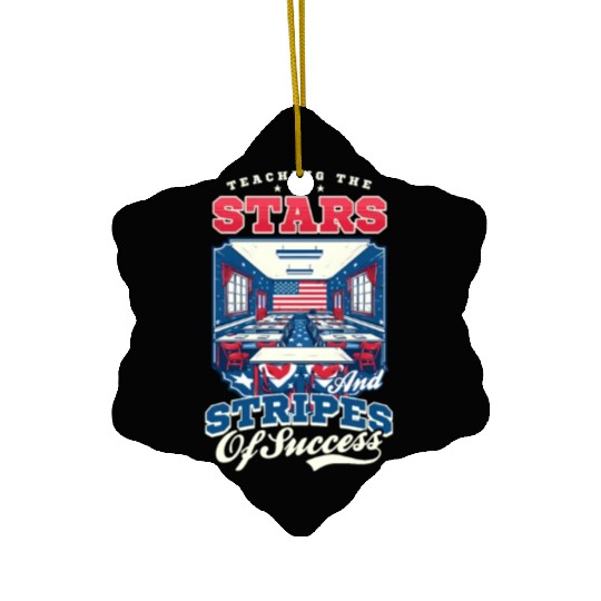 Patriotic Teacher Teaching Stars Stripes Success Ceramic Ornaments