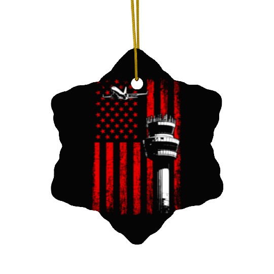 American Flag US, air traffic controller Ceramic Ornaments