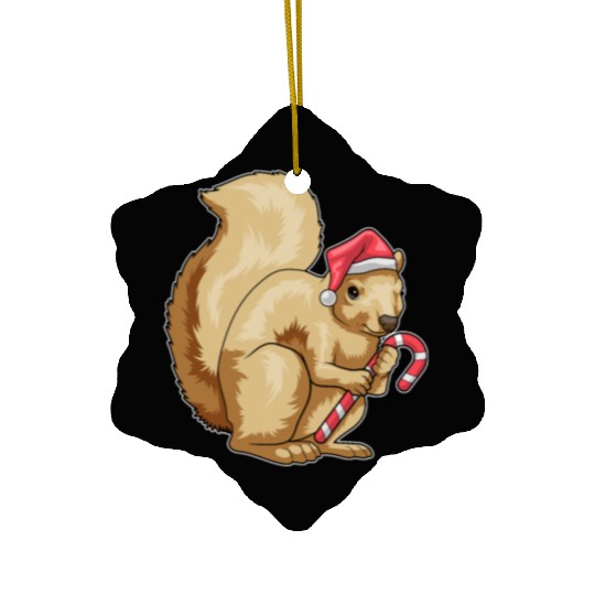 Squirrel Christmas Candy cane Ceramic Ornaments