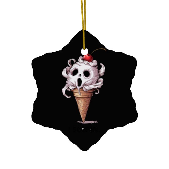 I Scream Ice Cream Skull Art Ceramic Ornaments