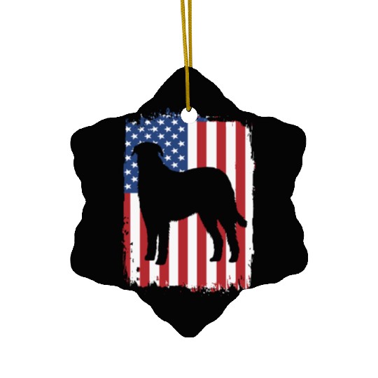 American Flag Patriotic Irish Wolfhound Dog Ceramic Ornaments
