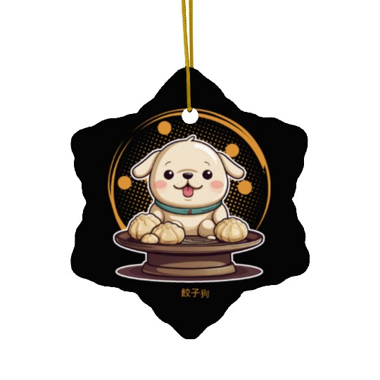 Dog serving dumpling Ceramic Ornaments