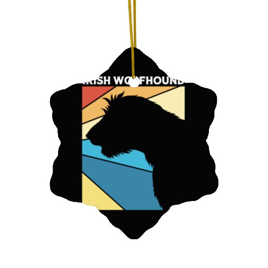 Retro 80s Irish Wolfhound Dog Silhouette Ceramic Ornaments