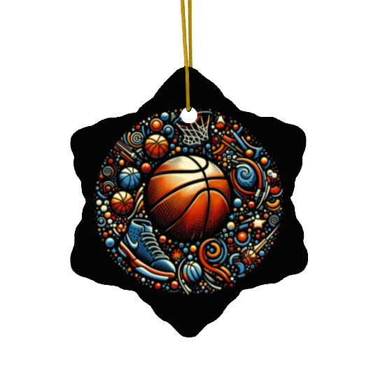 Basketball Cosmic Blast Ceramic Ornaments