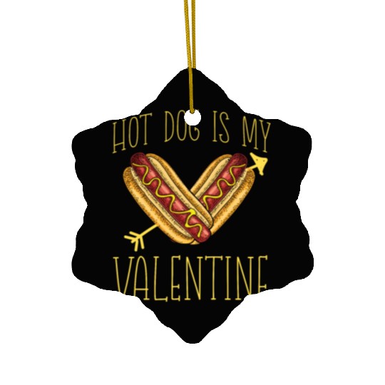 Hot Dog Adult Heart Valentines Day Ceramic Ornaments