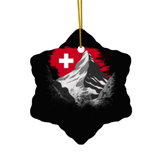 Vacation Skiing, Hiking, Mountain Switzerland Ceramic Ornaments