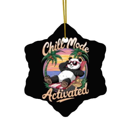 Panda Beach Vacation Ceramic Ornaments