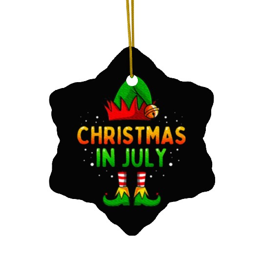 Christmas In July Santa Elf Ceramic Ornaments