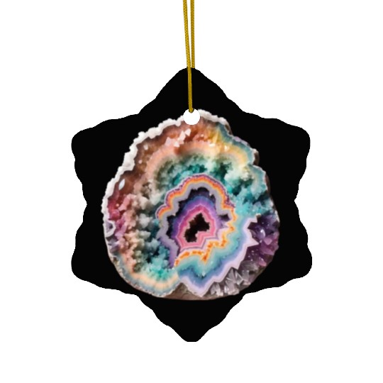 Fantasy Pastel Rainbow Geo Stone Crystal Ceramic Ornaments
