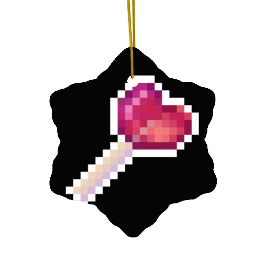 Pixel Art Sprite Cute Heart Lollipop Ceramic Ornaments