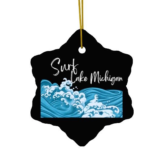 Surf Lake Michigan Ceramic Ornaments