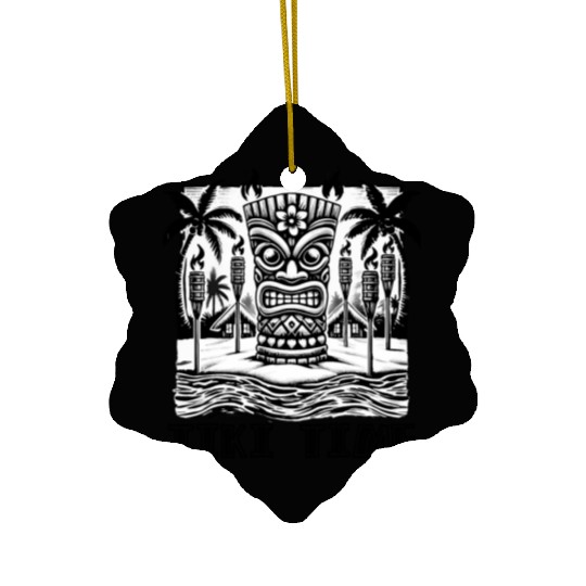 Tiki Vibes - Tropical Island Tribal Mask Design Ceramic Ornaments