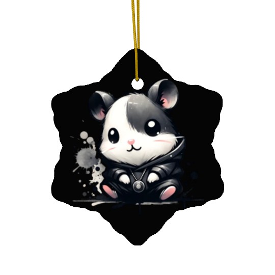 Charcoal Hip Hop Hamster Ceramic Ornaments