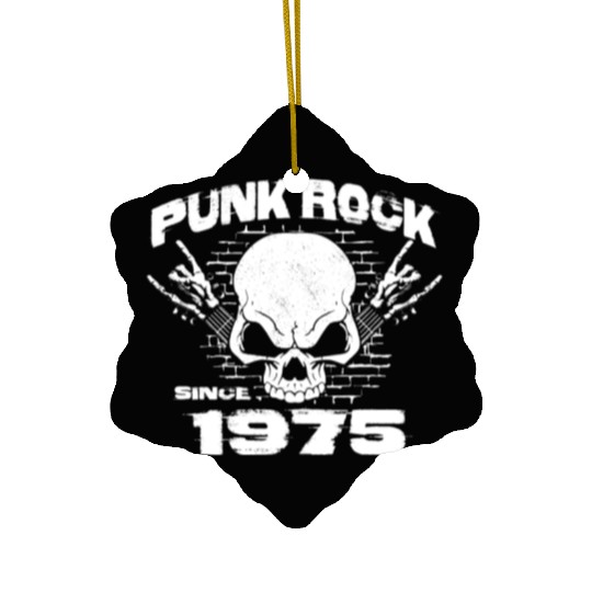 49th Birthday - Punk Rock Since 1975 Skull Rock Ceramic Ornaments