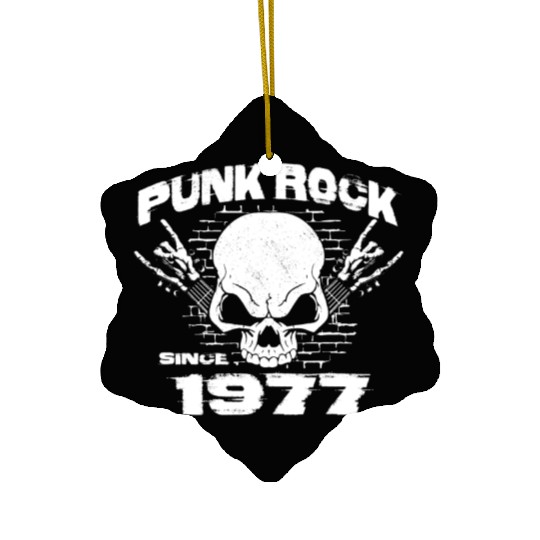 Punk Rock Since 1977 - Skull Rock Hands 47th Ceramic Ornaments