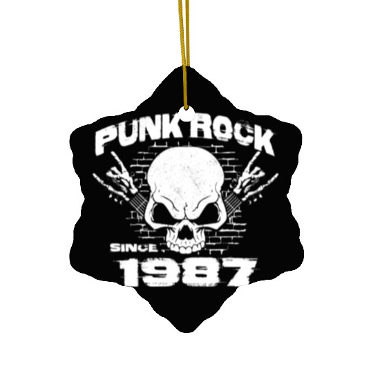 Punk Rock Since 1987 - Skull Rock Hands 37th Ceramic Ornaments