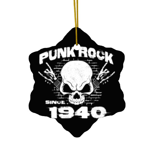 Punk Rock Since 1940 - Skull Rock Hands 84th Ceramic Ornaments