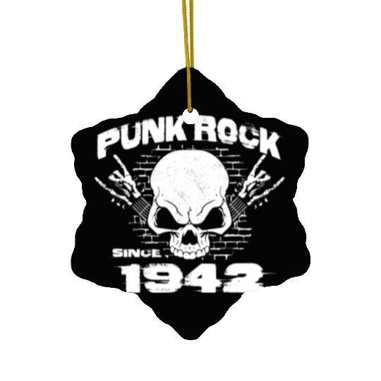 Punk Rock Since 1942 - Skull Rock Hands 82nd Ceramic Ornaments