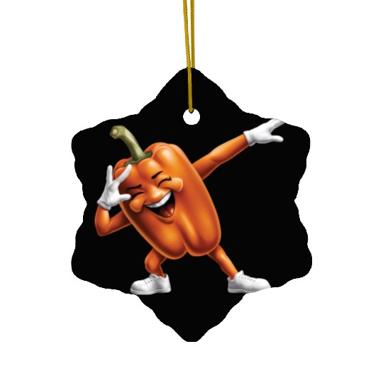 Orange Bell Pepper Dabbing Realistic Ceramic Ornaments