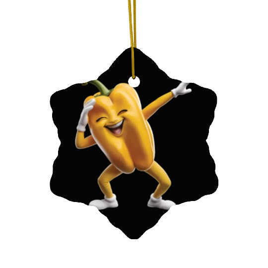 Yellow Bell Pepper Dabbing Realistic Ceramic Ornaments