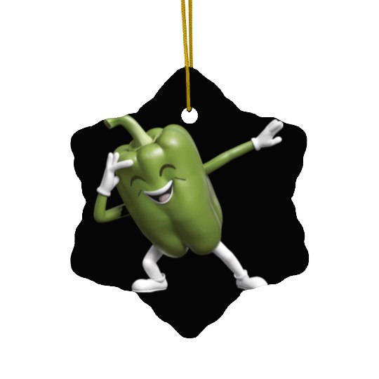 Green Bell Pepper Dabbing Realistic Ceramic Ornaments