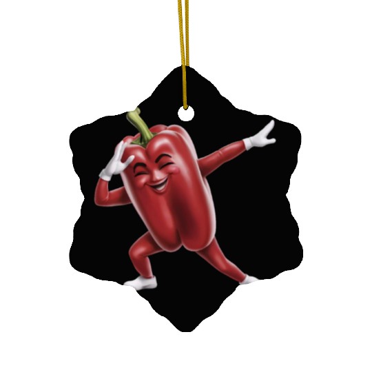 Red Bell Pepper Dabbing Realistic Ceramic Ornaments