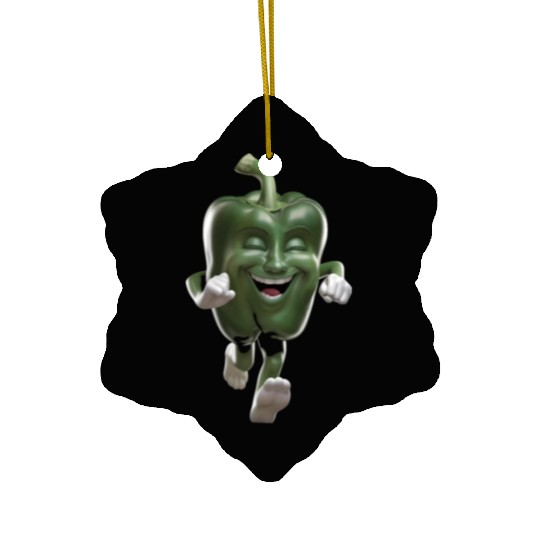 Green Bell Pepper Running Realistic Ceramic Ornaments