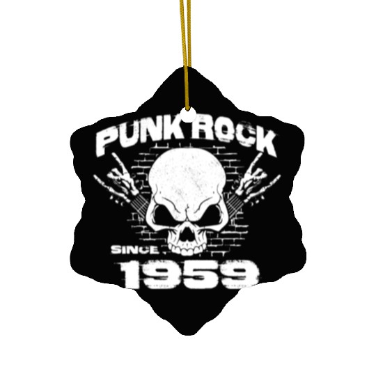 Punk Rock Since 1959 - Skull Rock Hands 65th Ceramic Ornaments
