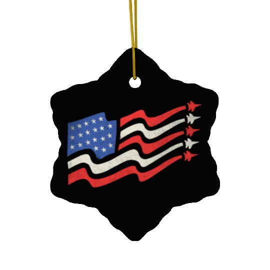 American Flag Apparel with Jet 4th of July Ceramic Ornaments